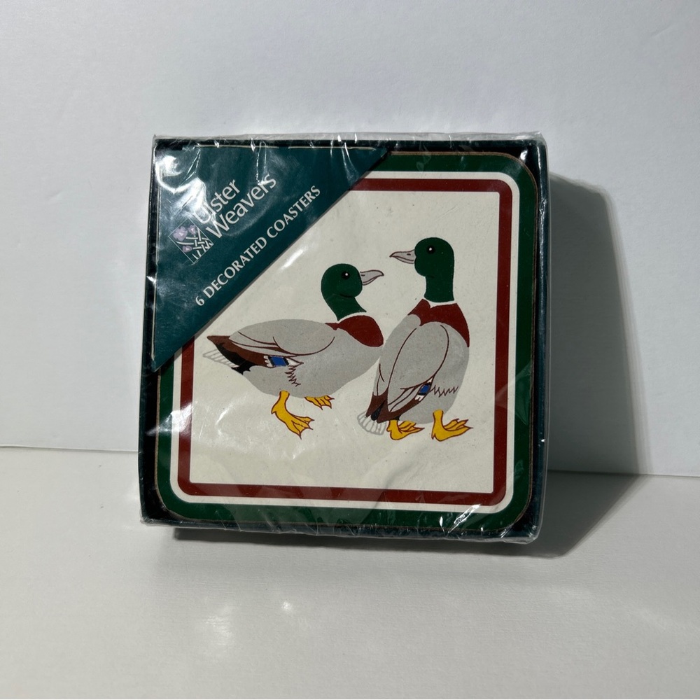 Duck Coasters New Sealed 6 Decorated Coasters Ulster Weavers Vintage